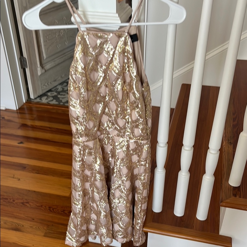 Elegant Gold and Tan Women's Dress